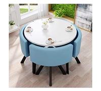 Simple Modern Juego de mesa y silla para oficina, reunión de negocios, negociación, mesa y silla, combinación de café, leche, té, tienda, panadería (color: rojo + negro) (azul estilo uno)