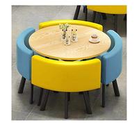 Simple Modern Juego de mesa y silla para oficina, reunión de negocios, negociación, mesa y silla, combinación de café, leche, té, tienda, panadería (color: rojo + negro) (amarillo y azul)