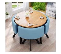 Simple Modern Juego de mesa y silla para oficina, reunión de negocios, negociación, mesa y silla, combinación de café, leche, té, tienda, panadería (color: rojo + negro) (azul estilo dos), talla única