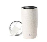 Simple Modern Vaso Termico Cafe para Llevar con Tapa Abatible | Taza Termica de Café Helado de Acero Inoxidable Aislada | Regalos para Mujeres & Hombres | Voyager | 470ml | Cream Leopard