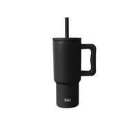 Simple Modern Vaso Térmico con Pajita de Silicona y Asa| Taza Termica Café para Llevar | Botella de Agua Acero Inoxidable Aislado | Trek | 710ml | Midnight Black