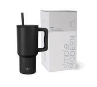 Simple Modern Vaso Térmico con Pajita y Asa| Taza Termica Café para Llevar | Botella de Agua Acero Inoxidable Aislado para café helado | Trek | 890ml | Midnight Black