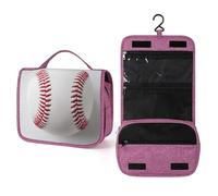 Simple - Neceser de viaje para mujer, diseño de béisbol sobre blanco, organizador de maquillaje colgante con gancho para champú