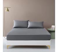 Simple&Opulence 100% sábana Bajera de Viscosa de bambú, sábana de fácil Cuidado y Duradera con Bolsillo Extra Profundo(137x190cm, Gris Bambú)