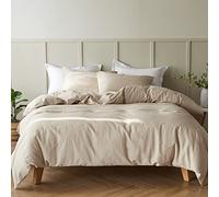 Simple&Opulence Funda Nordica 200x200 cm con Funda de Almohada 50x75cm -Juego de Funda Nordica Cama 105 de Lino y Algodón, Suave,Transpirable y Cómodo para Todo el Año,Beige