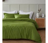 Simple&Opulence Funda Nordica 200x200 cm con Funda de Almohada 50x75cm -Juego de Funda Nordica Cama 105 de Lino y Algodón, Suave,Transpirable y Cómodo para Todo el Año,Verde Bosque