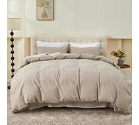 Simple&Opulence Funda Nordica 200x200 cm con Funda de Almohada 50x75cm -Juego de Funda Nordica Cama 105 de Lino y Algodón, Suave,Transpirable y Cómodo para Todo el Año,Taupe