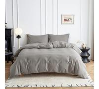 Simple&Opulence Funda Nordica 230x220 cm con Funda de Almohada 50x75cm -Juego de Funda Nordica Cama 135 de Lino y Algodón, Suave,Transpirable y Cómodo para Todo el Año,Gris