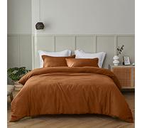 Simple&Opulence Funda Nordica 230x220 cm con Funda de Almohada 50x75cm -Juego de Funda Nordica Cama 135 de Lino y Algodón, Suave,Transpirable y Cómodo para Todo el Año,Caramelo
