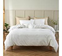 Simple&Opulence Funda Nordica 230x220 cm con Funda de Almohada 50x75cm -Juego de Funda Nordica Cama 135 de Lino y Algodón, Suave,Transpirable y Cómodo para Todo el Año,Blanco