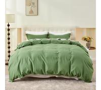 Simple&Opulence Funda Nordica 230x220 cm con Funda de Almohada 50x75cm -Juego de Funda Nordica Cama 135 de Lino y Algodón, Suave,Transpirable y Cómodo para Todo el Año,Verde Oscuro