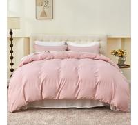 Simple&Opulence Funda Nordica 230x220 cm con Funda de Almohada 50x75cm -Juego de Funda Nordica Cama 135 de Lino y Algodón, Suave,Transpirable y Cómodo para Todo el Año,Rosa