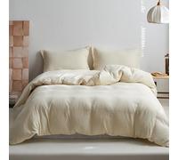 Simple&Opulence Juego de Funda Nórdica de Muselina, 100% Algodón Ultra Suave y Ligera Funda Nórdica Seersucker con Fundas de Almohada(Beige,200×200cm)