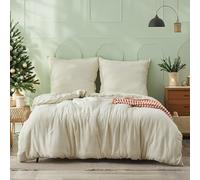 Simple&Opulence Ropa de Cama de Muselina de algodón, Juegos de Cama Extra Suaves y Transpirables, Funda nórdica Oeko-Tex con Cremallera y 1 Funda de Almohada 80x80cm, Beige, 155×220cm