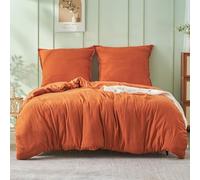 Simple&Opulence Ropa de Cama de Muselina de algodón, Juegos de Cama Extra Suaves y Transpirables, Funda nórdica Oeko-Tex con Cremallera y 1 Funda de Almohada 80x80cm, Naranja Quemado, 155×220cm