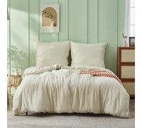 Simple&Opulence Ropa de Cama de Muselina de algodón, Juegos de Cama Extra Suaves y Transpirables, Funda nórdica Oeko-Tex con Cremallera y 1 Funda de Almohada 80x80cm, Beige, 200×200cm