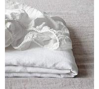 Simple&Opulence - Sábana Bajera Ajustable de 100% Puro Lino Premium,Sábana para colchón de hasta 35 cm de Altura,150 x 200 cm,Blanco