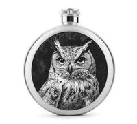 Simple Owl - Petaca de acero inoxidable para licor, botella de vino portátil de bolsillo redondo para bebida, 5 onzas