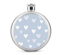 Simple - Petaca de acero inoxidable con diseño de corazón azul claro para licor, botella de vino portátil de bolsillo redondo para bebida, 5 onzas
