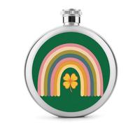 Simple Rainbow with A Shamrock - Petaca de acero inoxidable para licor, botella de vino portátil de bolsillo redondo para bebida, 5 onzas