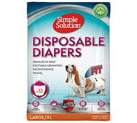 Simple Solution Pañales Desechables para Perros Hembra, Ajuste Super Absorbente a Prueba de Fugas, Indicador de Humedad 12 paquetes