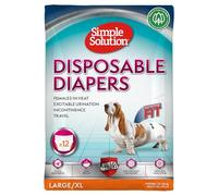 Simple Solution Desechables Pañales para Perros Hembra, Ajuste Super Absorbente a Prueba de Fugas, Indicador de Humedad 12 Paquetes