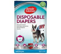 Simple Solution Pañales Desechables para Perros Hembra, Ajuste Super Absorbente a Prueba de Fugas, Indicador de Humedad 12 paquetes
