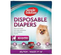 Simple Solution Pañales desechables para perras, ajuste real, absorbentes, a prueba de fugas, con indicador de humedad, almohadilla para el período XS para cachorros y perritos, pañales para orinar,