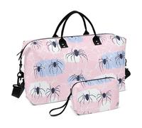 Simple Spider Blue Peach - Bolsa de mano decorativa para llevar durante la noche con bolsa de aseo para viajes, impermeable, bolsa para viajar en avión de mujer