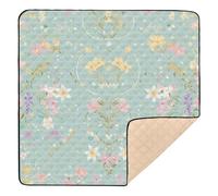 Simple Spring Flowers - Alfombra de juego grande antideslizante para bebé, impermeable, plegable, para jugar boca abajo, para bebés pequeños, 50 x 50 pulgadas, para juegos de