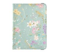 Simple Spring Flowers Cartera de viaje de cuero para mujer, soporte para pasaporte para viajes, funda para tarjetas de vacunación, cartera para pasaporte para mujer, impermeable, Flores de primavera