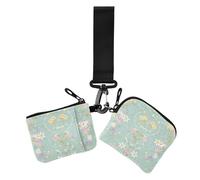 Simple Spring Flowers - Monedero doble para tarjetas de crédito, cartera delgada y plana con llavero para mujer, 2 piezas, flores simples de primavera, 1 tamaño, casual, Flores simples de primavera, 1