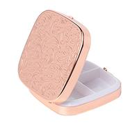 Simple Square - Pastillero portátil de metal con 3 compartimentos (cuadrado rosa)