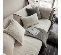 Simple Striped Couch Covers Modern Style Sofa Cover Non-Slip L Shaped Sectional Couch Cover Soft Plush Sofa Cover for 3 Cushion Couch Washable Furniture Protector,White,70*90cm/27.6*35.4in(White,110*1