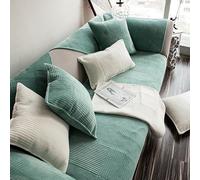 Simple Striped Couch Covers Modern Style Sofa Cover Non-Slip L Shaped Sectional Couch Cover Soft Plush Sofa Cover for 3 Cushion Couch Washable Furniture Protector,White,70*90cm/27.6*35.4in(Green,110*2