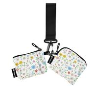 Simple Summer Little Bloom - Tarjeteros para mujer, monedero pequeño desmontable con cremallera, monedero con llavero para mujer, 2 paquetes de monedero para tarjetas de crédito