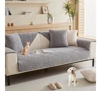 Simple Textured Couch Cover Soft Plush Couch Covers for 2 3 4 Cushion Cover Solid Color Sectional Couch Cover Non Slip Fluffy Sofa Slipcover for Dogs Cats Pet,Curryb,70 * 90cm/27.6 * 35.4in(Graya,90*2