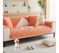 Simple Textured Couch Cover Soft Plush Couch Covers for 2 3 4 Cushion Cover Solid Color Sectional Couch Cover Non Slip Fluffy Sofa Slipcover for Dogs Cats Pet,Curryb,70 * 90cm/27.6 * 35.4in(Orange,90*
