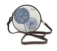 Simple Two Dandelions Text Family - Bolso cruzado redondo de piel para mujer