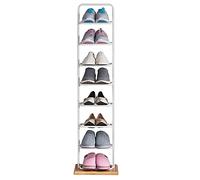 Simple Vertical Iron Shoe Rack 8-Pair Shoe Storage Rack Narrow Multi-Layer Single Row Shoe Rack for Porch,Black (White)