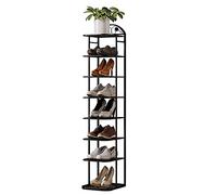 Simple Vertical Shoe Rack Multilayer Wrought Iron Shoe Cabinet Storage Shoe Rack for Indoor Entrance,White (Black)