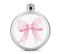 Simple Watercolor A Blush Pink Bow - Petaca de acero inoxidable para licor, botella de vino portátil de bolsillo redondo para bebida, 5 onzas