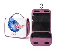 Simple Whimsical Dove - Neceser de viaje patriótico de acuarela para mujer, organizador de maquillaje colgante con gancho para champú
