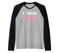 Simple Woman Fighting Ribbon Fighter Breast Cancer Awarenes Camiseta Manga Raglan