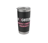 Simple woman fighting ribbon fighter Breast Cancer Awarenes Vaso térmico de acero inoxidable de doble pared