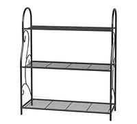 Simple Wrought Iron Shoe Rack Dormitory Storage Rack Home Simple Flower Stand Multi-Layer Small Shoe Rack (Black)