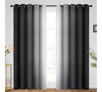 SimpleHome Ombre Room Darkening Curtains for Bedroom, Gradient Black to Grey White Light Blocking Thermal Insulated Grommet Window Curtains/Drapes for Living Room,2 Panels, 62x84 Inches Length