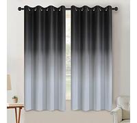 SimpleHome Ombre Room Darkening Curtains for Living Room, Light Blocking Gradient Black to Grey White Thick Thermal Insulated Grommet Window Curtains/Drapes for Bedroom, 2 Panels, 52x63 Inches Length