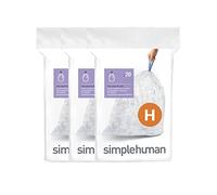 simplehuman, 3 x paquete de 20 bolsas de basura a medida (60 bolsas), código H, plástico transparente