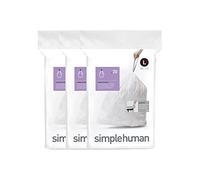 simplehuman, 3 x paquete de 20 bolsas de basura a medida (60 bolsas), código L, plástico blanco